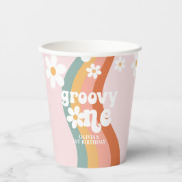 Vasos De Papel Groovy arcoiris retro una margarita