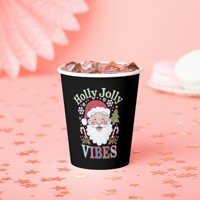 Vasos De Papel Groovy Cute Santa Claus Holly Jolly Vibes Xmas (in situ)