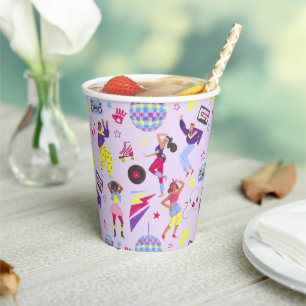 Vasos De Papel Groovy Disco Fiesta Retro 80s Morado Lila Purpura