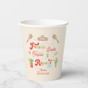 Vasos De Papel Groovy Fiesta Siesta Tequila Repetir la Bacheloret