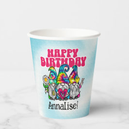 Vasos De Papel Groovy Gnomes Rainbow Tie Dye Cumpleaños