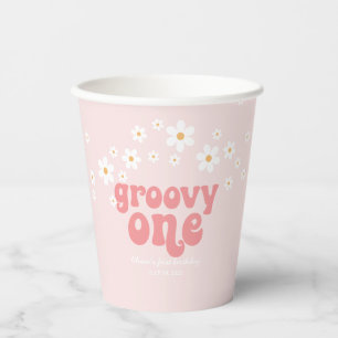 Vasos De Papel groovy one daisy boho primera taza de papel de cum