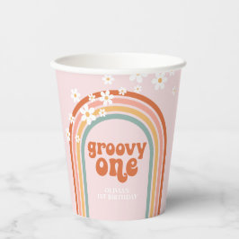 Vasos De Papel Groovy One margarita hippie arcoíris primer cumple