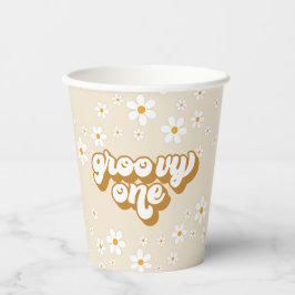 Vasos De Papel Groovy One Retro Daisy Cumpleaños 1