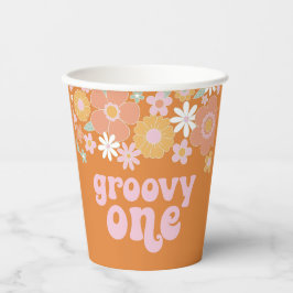 Vasos de papel Groovy One Retro Floral para primer