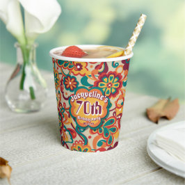 Vasos De Papel Groovy Psychedelic años 60 s Cumpleaños Floral