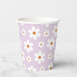 Vasos De Papel Groovy Retro Daisy Purple