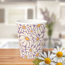 Vasos De Papel Groovy Retro Flowers Baby Shower