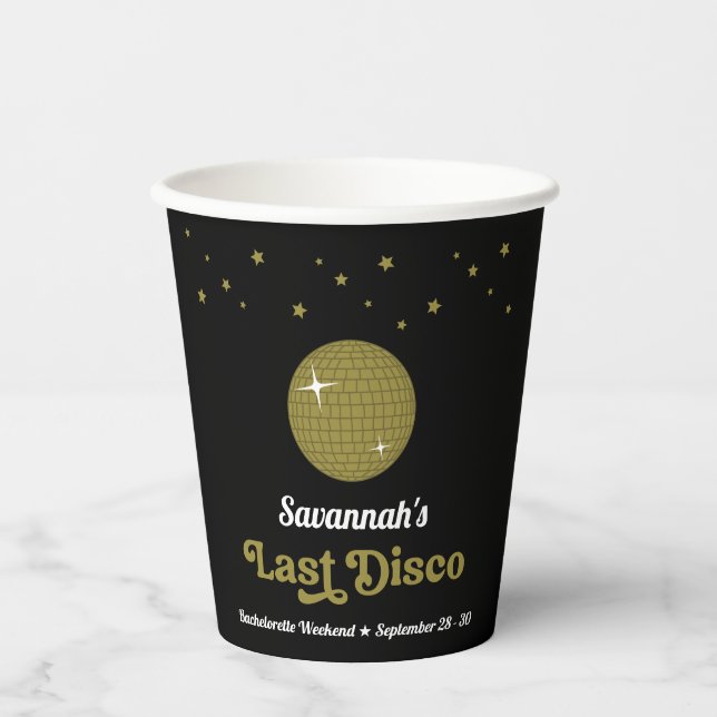 Vasos De Papel Groovy Retro Last Disco Bride Bachelorette (Anverso)