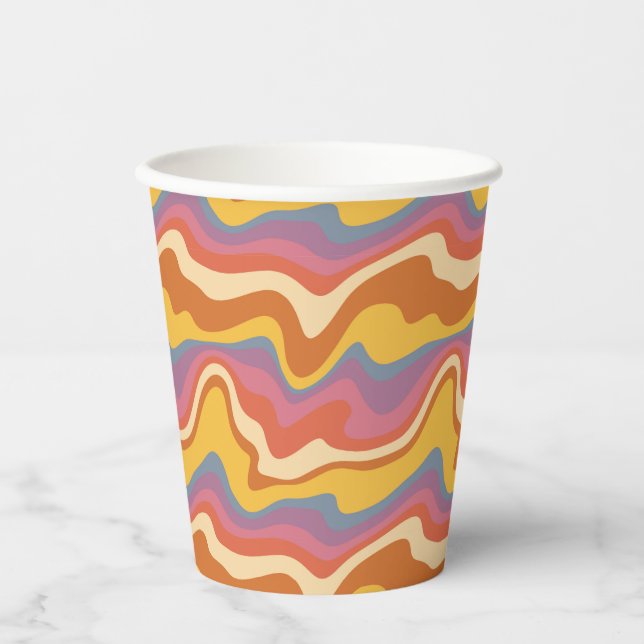 Vasos De Papel Groovy Retro Pattern (Anverso)