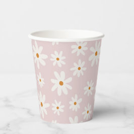 Vasos De Papel Groovy Retro Rubor Pink Daisy