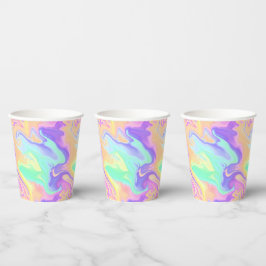 Vasos De Papel Groovy Retro Tie Dye Pastel Marble Swirl