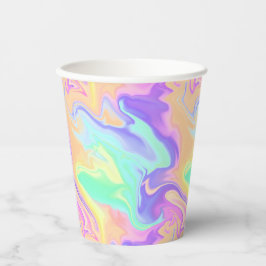 Vasos De Papel Groovy Retro Tie Dye Pastel Marble Swirl