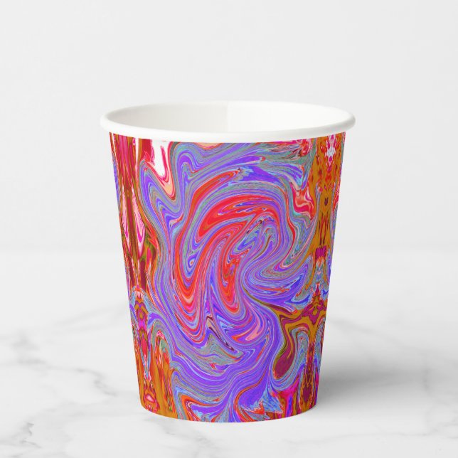 Vasos De Papel Groovy rojo y púrpura Resumen de arte retro (Izquierda)