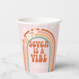 Vasos De Papel Groovy Seven es una vibra de margarita arcoíris cu