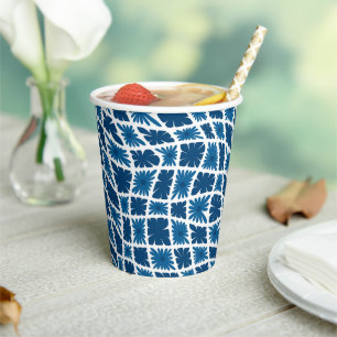 Vasos De Papel Groovy Wavy Trippy 60 Flores Cheques Blues
