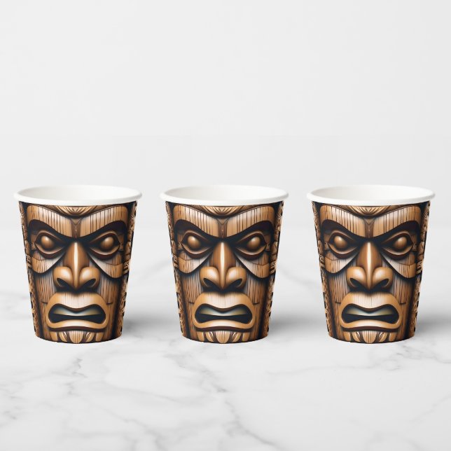 Vasos De Papel Guardianes antiguos: Arte de Madera Tiki (Multi)