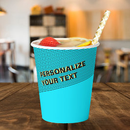 Vasos De Papel Guay azul cian personalizado y Fiesta neón moderno