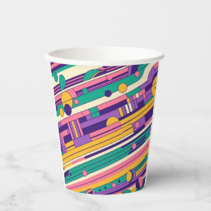 Vasos De Papel Guay, colorido diseño retro de los años 80 y 90