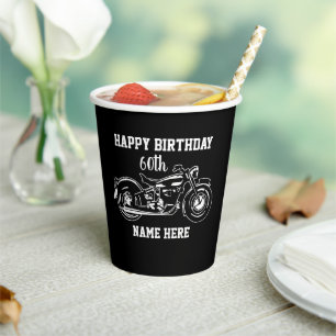 Vasos De Papel Guay Motocicleta 60th Birthday Name Men's