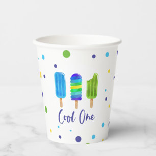 Vasos De Papel Guay One 1ᵉʳ cumpleaños verde azul