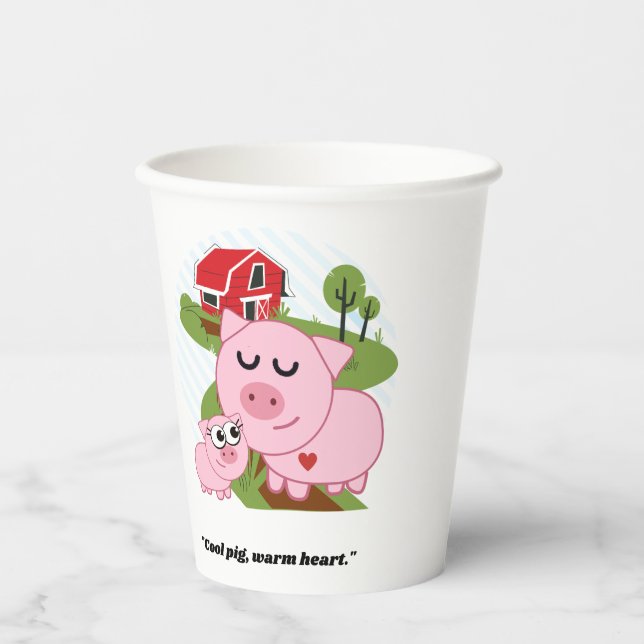 Vasos De Papel Guay Pig Cálido corazón (Anverso)