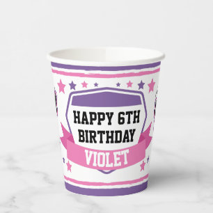 Vasos De Papel Guerreras Ninja Chicas de cumpleaños Cuadros de pa
