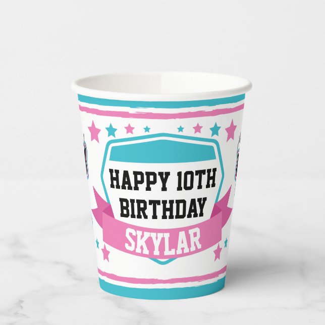 Vasos De Papel Guerreras Ninja Chicas de cumpleaños Cuadros de pa (Izquierda)