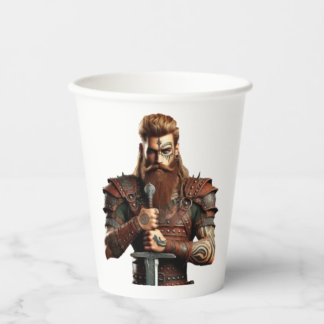 Vasos De Papel Guerrero con espada (Anverso)