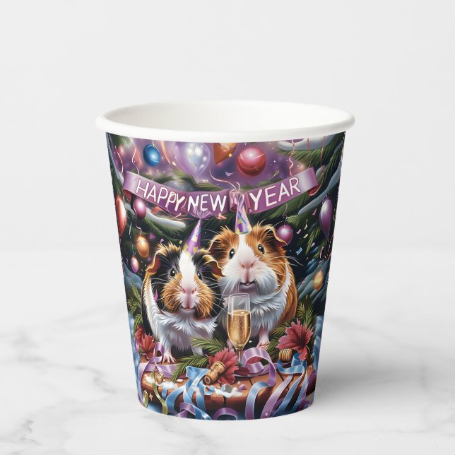 Vasos De Papel Guinea Cerdos Fiesta de Año Nuevo (Anverso)