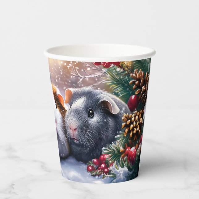 Vasos De Papel Guinea Cerdos Winter Wonderland (Reverso )