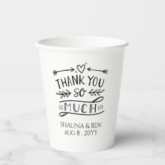Vasos De Papel Guión de escritura a mano moderna Gracias Cups de 