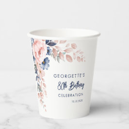 Vasos De Papel Guión de fiesta de cumpleaños 80 de Pink Floral