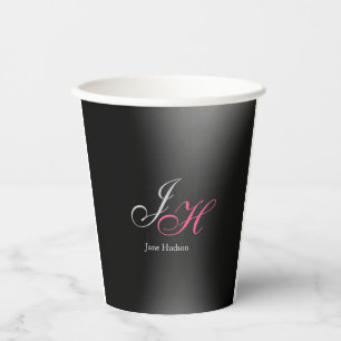 Vasos De Papel Guión de las letras iniciales del nombre del monog