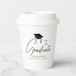 Vasos De Papel Guión de personalizable Graduación en blanco y neg