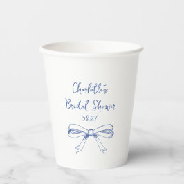 Vasos De Papel Guión Manuscrito Coquette Lazo Azul Despedida de S