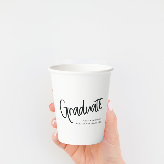 Vasos De Papel Guión manuscrito moderno Graduación en blanco y ne (Subido por el creador)