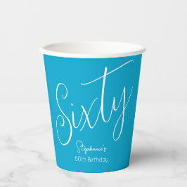 Vasos De Papel Guión moderno simple Aqua Blue fiesta de cumpleaño