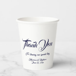 Vasos De Papel guión personalizado azul marino blanco gracias Bod