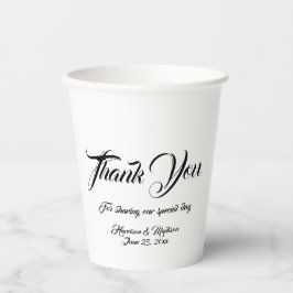 Vasos De Papel Guión personalizado negro y blanco gracias Boda