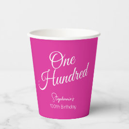 Vasos De Papel Guión rosa rosado 100 cumpleaños