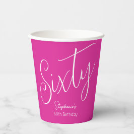 Vasos De Papel Guión rosa rosado 60 cumpleaños simplemente modern