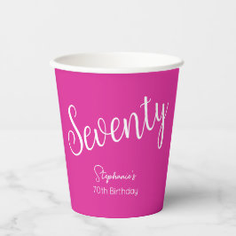 Vasos De Papel Guión rosa rosado 70 cumpleaños