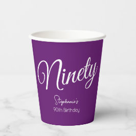 Vasos De Papel Guión simplemente moderno Otoño Morado 90 cumpleañ