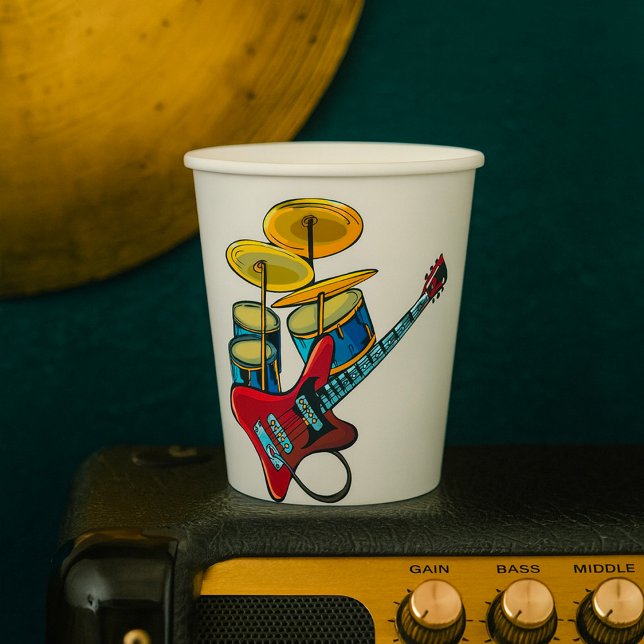 Vasos De Papel Guitarra Y Tambores Eléctricos (Subido por el creador)