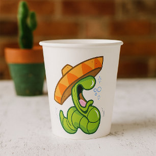 Vasos De Papel Gusano ebrio con Fiesta mexicano de Sombrero