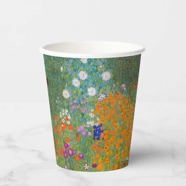 Vasos De Papel Gustav Klimt - Jardín de flores (Anverso)