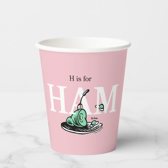 Vasos De Papel "H es para HAM" | Diseño de alfabeto (Anverso)