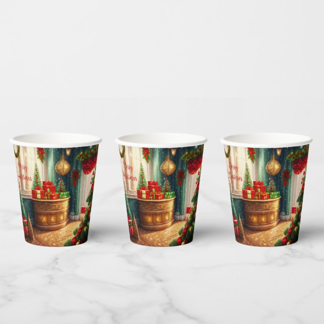 Vasos De Papel Habitación decorada con festivales, Navidades trad (Multi)