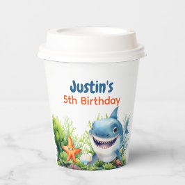 Vasos De Papel Hacer que las olas sean felices el tiburón bajo el